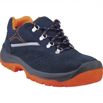 DELTA PLUS RIMI4SPBL47 - Chaussures basses bleu marine-orange cuir croute velours - s1p src