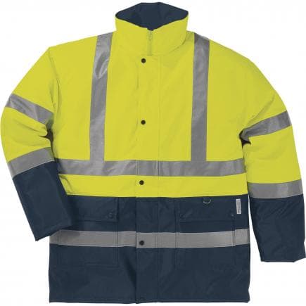 DELTA PLUS STRA2JA3X - Parka haute visibilité jaune fluo-bleu marine polyester enduit polyuréthane