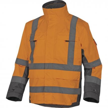 DELTA PLUS TARMAOGTM - Parka haute visibilité orange fluo-gris 5 en 1 polyester oxford enduit polyuréthane