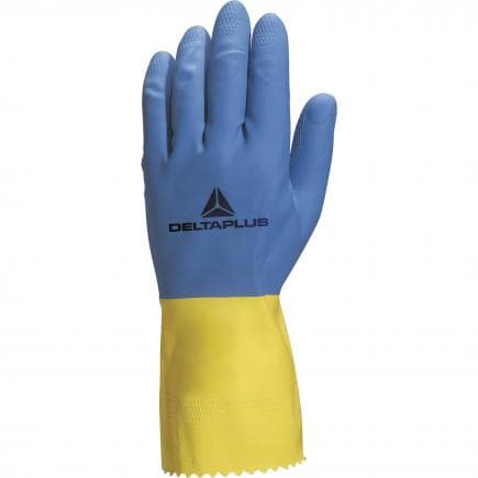 DELTA PLUS VE330BJ09 - Gant latex menage duocolor 330 bleu-jaune (lot muliple)
