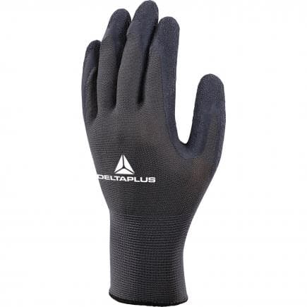 DELTA PLUS VE630GR10 - Gant tricot polyester gris-noir avec paume enduite latex (lot muliple)