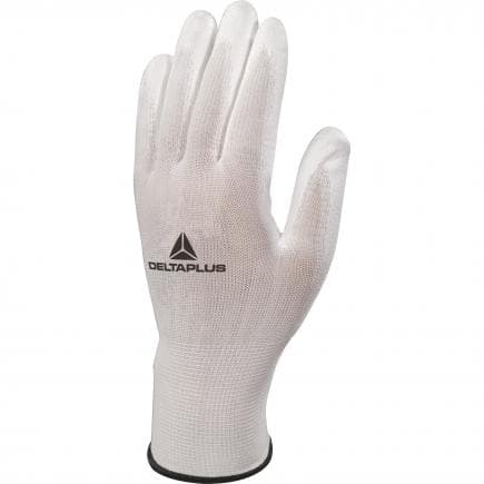 DELTA PLUS VE702P10 - Gant blanc tricot polyester avec paume polyuréthane (lot muliple)