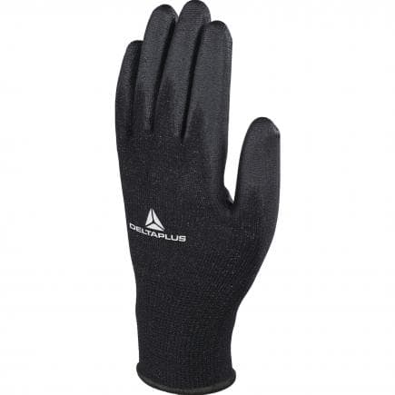DELTA PLUS VE702PN09 - Gant noir tricot polyester avec paume polyuréthane (lot muliple)