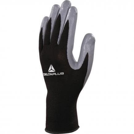 DELTA PLUS VE712GR11 - Gant noir-gris tricot polyester avec paume nitrile (lot muliple)