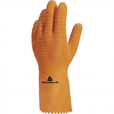 DELTA PLUS VE990OR07 - Gant latex orange sur support coton interlock - longueur 30 cm (lot muliple)