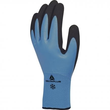 DELTA PLUS VV736BL09 - Gant bleu-noir acrylique polyamide avec main enduite latex et paume enduite mousse de latex (lot muliple)