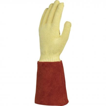 DELTA PLUS KCA1509 - Gant jaune-rouille para-aramide anti-chaleur avec manchette cuir (lot muliple)