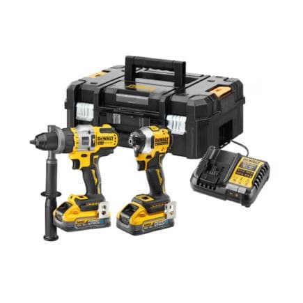 DeWALT DCK2052H2T-QW - Kit perceuse à percussion et visseuse à percussion sans fil 18 V (avec 2 batteries Powerstack 5,0 Ah, chargeur et mallette)