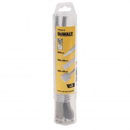 DeWALT DT60330-QZ - Jeu de 3 burins SDS PLUS HP à deux tranchants + foret, plat, spatule