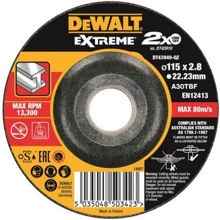 DeWALT DT43946-QZ - DISCHI ABRASIVI EXTREME PER SMERIGLIATRICI PER SBAVO SU METALLO TIPO DEPRESSO