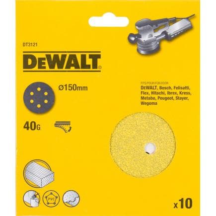 DeWALT DT3128-QZ - Disques abrasifs pour ponceuses orbitales aléatoires - 6 trous (pack 10 pièces)