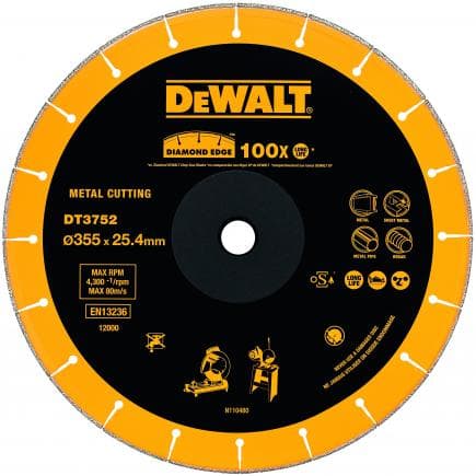 DeWALT DT3752-QZ - Disque diamant pour scie à onglet métal 355x25,4x2,8 mm