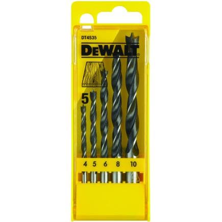 DeWALT DT4535-QZ - Jeu de 5 embouts chrome-vanadium pour bois en coffret plastique