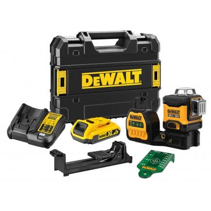 DeWALT DCE089D1G18-QW - Laser multiligne à faisceau vert classe 2 (avec batterie Lithium 18 V 2,0 Ah XR)