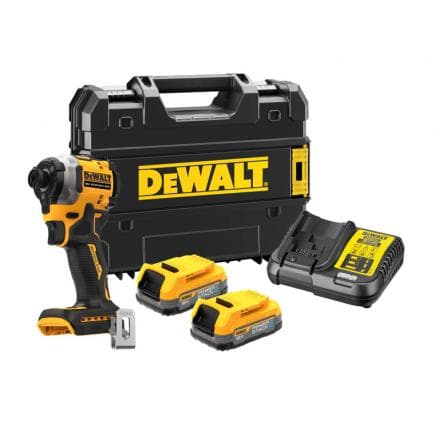 DeWALT DCF850E2T-QW - Clé à chocs compacte 3 vitesses 18 V XR Brushless 1/4" 205 Nm - avec 2 batteries XR Lithium POWERSTACK et chargeur