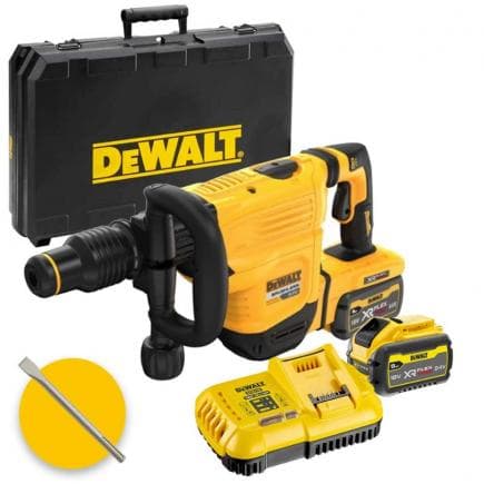 DeWALT DCH832X2-QW - Marteau de démolition SDS-Max 54V XR FLEXVOLT 10.5J avec 2 batteries 9 Ah, chargeur et mallette