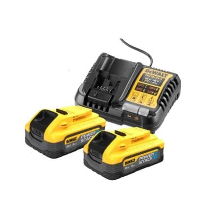DeWALT DCB1104H2-QW - Ensemble de 2 batteries XR 18V powerstack 5Ah et chargeur de batterie