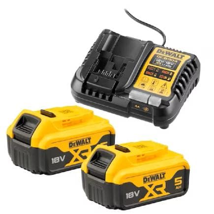 DeWALT DCB1104P2-QW - Ensemble de 2 batteries XR 18V 5Ah et chargeur de batterie