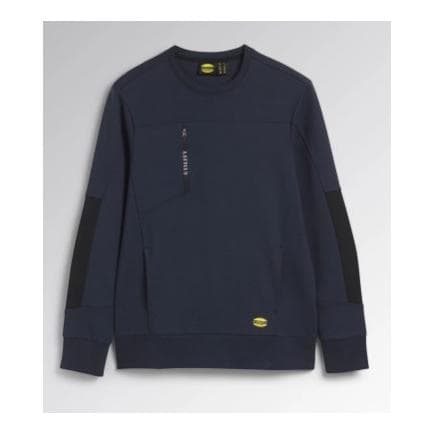 DIADORA UTILITY 702.178756-60062/L - Sweat-shirt léger en interlock ras du cou avec inserts latéraux noirs sur les manches marine classique