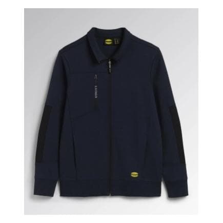 DIADORA UTILITY 702.178755-60062/XXL - Sweat-shirt léger en interlock zippé avec inserts latéraux noirs sur les manches marine classique