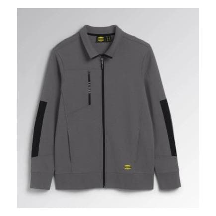 DIADORA UTILITY 702.178755-75070/L - Sweat-shirt léger en interlock zippé avec inserts latéraux noirs sur les manches gris acier