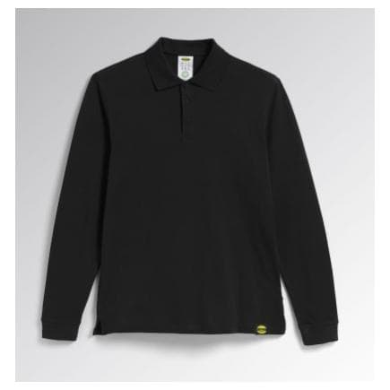 DIADORA UTILITY 702.177954-80013/XXL - Polo à manches longues en piqué de coton organique noir