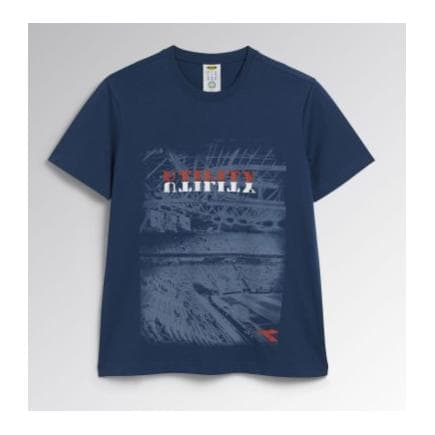 DIADORA UTILITY 702.176914-60139/XL - T-shirt bleu à manches courtes en coton organique avec imprimé photographique