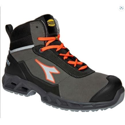DIADORA UTILITY 701.179898-C4115/44 - Chaussures de sécurité semi-montantes SHARK STAB IMP LEAT MID S3 SRC ESD Noir/Rouge Fluo