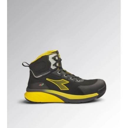 DIADORA UTILITY 701.182041-C0401/48 - Chaussure de sécurité haute VORTEX DA2 MID S3S SC SR HRO ESD, Noir/Jaune chromé