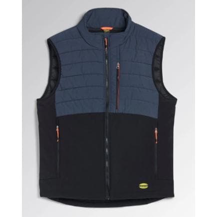 DIADORA UTILITY 702.181812-C4725/4XL - Gilet bi-matière matelassé PADDED VEST OSLO HYBRID, Noir/Bleu jean