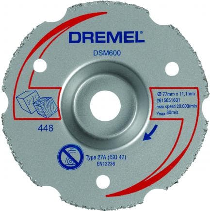 DREMEL 2615S600JB - Disque à tronçonner multi-usage en carbure, spécial découpe à ras pour DSM20