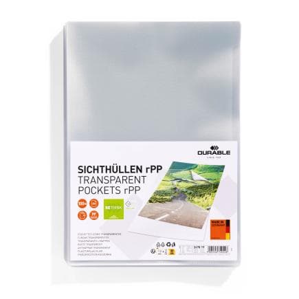 DURABLE 2478-19 - Enveloppe transparente STANDARD A4 en forme de L en PP (100 pcs.)