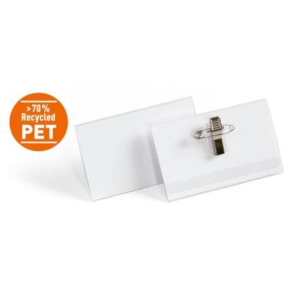DURABLE 8242-19 - Badge nominatif en rPET 54 x 90 mm avec clip combiné