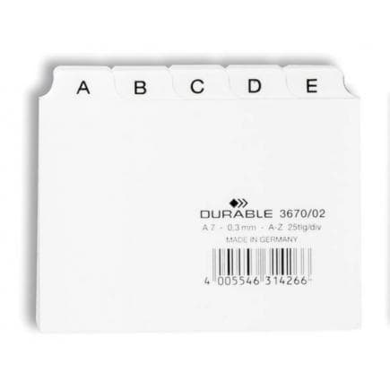 DURABLE 3670-06 - Intercalaires A7 5/5 clés AZ pré-imprimés PPL cavalierini