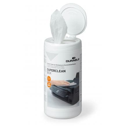 DURABLE 5708-02 - SUPERCLEAN BOX 100 lingettes nettoyantes pour surfaces plastiques