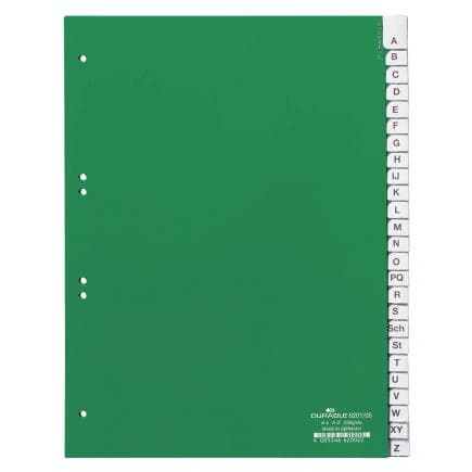 DURABLE 6201-05 - Intercalaire A4 25 touches A-Z thermosoudées avec index en PPL, vert
