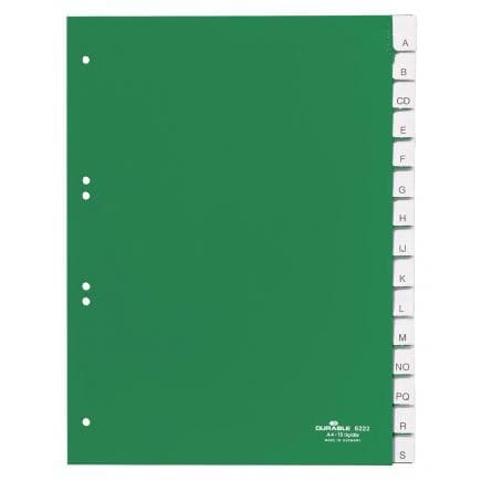 DURABLE 6222-05 - Intercalaire A4 15 clés thermoscellées avec trou d'index 60/80+80x80x80 mm, vert