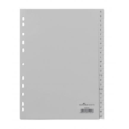 DURABLE 6508-10 - Intercalaire A4 24 touches A-Z avec stries PPL pré-imprimées, gris
