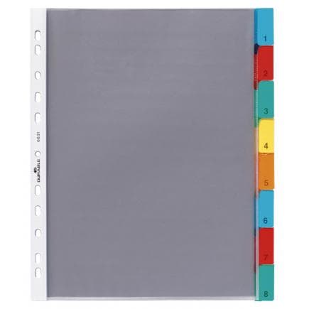 DURABLE 6631-19 - Enveloppes intercalaires A4 8 touches avec pincettes colorées thermoscellées