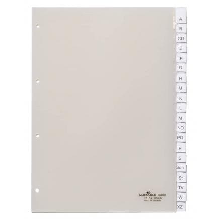 DURABLE 6800-19 - Intercalaire A4 20 clés A-Z thermoscellées avec index de perçage 80x80x80 mm, transparent