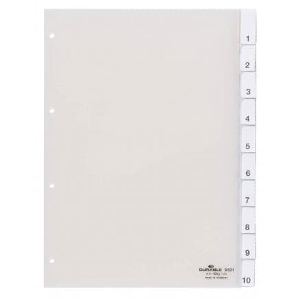 DURABLE 6821-19 - Intercalaire A4 10 clés thermoscellées avec perforation d'index 80x80x80 mm, transparent