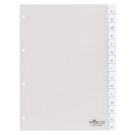 DURABLE 6822-19 - Intercalaire A4 15 touches thermoscellées avec perforation d'index 80x80x80 mm, transparent