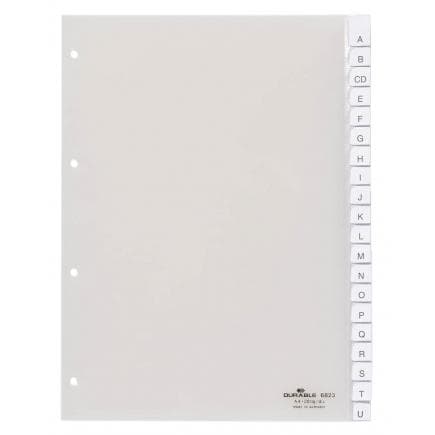 DURABLE 6823-19 - Intercalaire A4 20 touches thermoscellées avec perforation d'index 80x80x80 mm, transparent