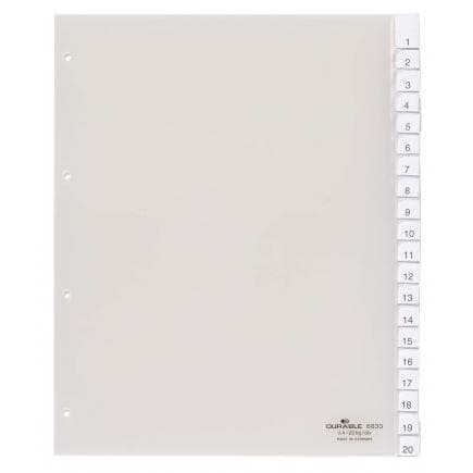 DURABLE 6833-19 - Intercalaire A4+ 20 clés thermoscellées, transparent