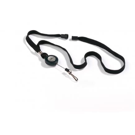 DURABLE 8223-01 - Cordon en tissu 10 avec yo-yo escargot et mousqueton, noir (lot muliple)