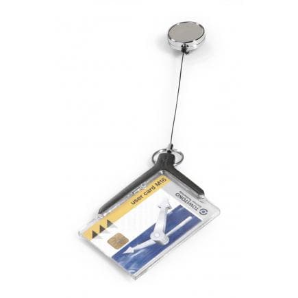 DURABLE 8307-58 - Porte-badge DE LUXE avec rouleau yo-yo chromé pour 1 carte (lot muliple)