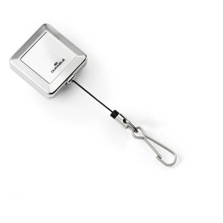 DURABLE 8328-23 - Escargot yo-yo CHROME QUADRO avec sangle avec bouton pression, emballage de vente au détail, argent