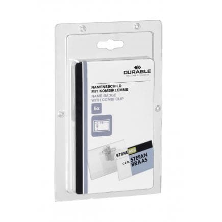 DURABLE 8694-19 - Porte-nom 40x75 mm avec clip combiné, petit (lot muliple)