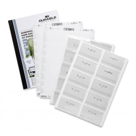 DURABLE 8697-00 - Jeu de porte-nom 54x90 mm avec épingle incurvée, 20 pièces