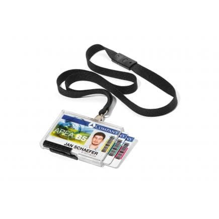 DURABLE 8925-01 - Porte-badge PUSHBOX avec cordon textile pour 3 cartes (lot muliple)